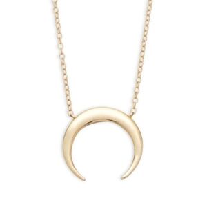 14K Gold Half Moon Pendant Necklace
